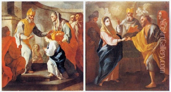 La Presentazione Di Maria Al Tempio Oil Painting - Pietro Bardellino