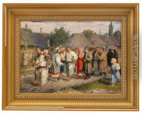 Wedding Procession Oil Painting - Vasily Maximovich Maximov