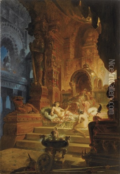 Scheherazade Et Le Sultan Oil Painting - Alfred Choubrac