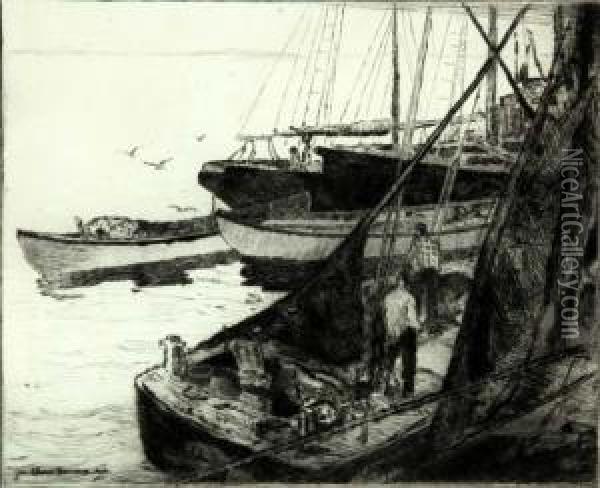 The Trawlers Oil Painting - George Elmer Browne