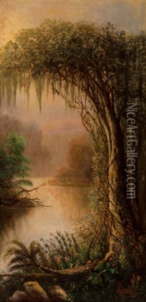 Bayou Oil Painting - Joseph Rusling Meeker