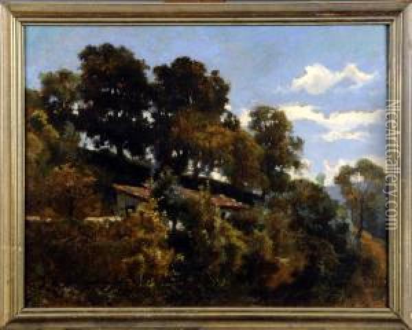 Maison Sur Une Colline Arboree Oil Painting - Edmond De Schampheleer