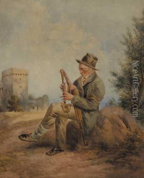 The Blarney Piper Oil Painting - John Claude Bosanquet
