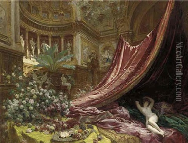 Symphonie En Rouge Et Or Oil Painting - Louis Beroud