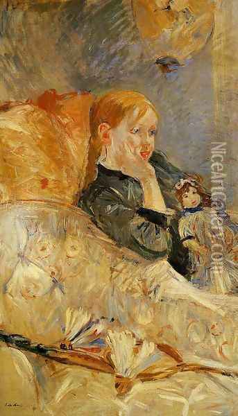 Little Girl With A Doll Oil Painting - Berthe Morisot
