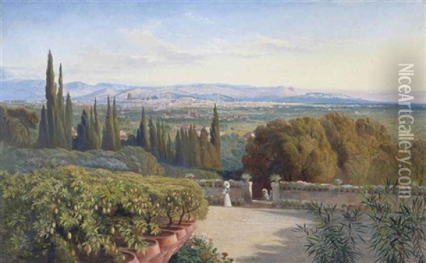 View Of Florence From Villa Petraja Oil Painting - Edward Lear