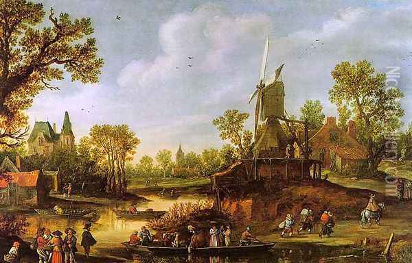River Landscape 1625 Oil Painting - Jan van Goyen