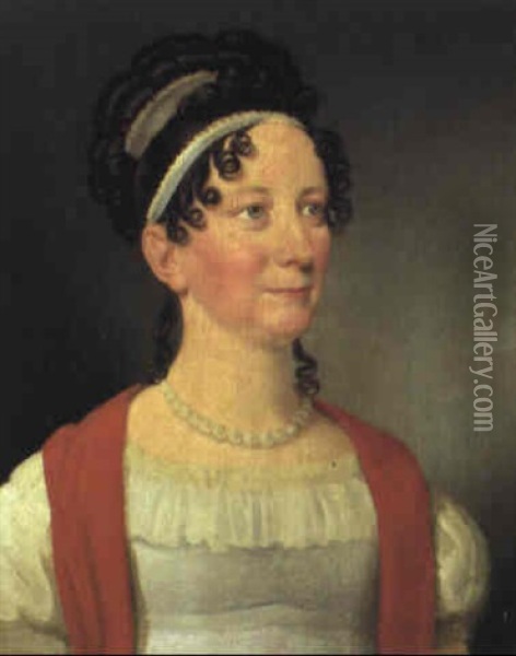 Portraet Af Dronning Marie Sophie Frederikke Oil Painting - Christoffer Wilhelm Eckersberg