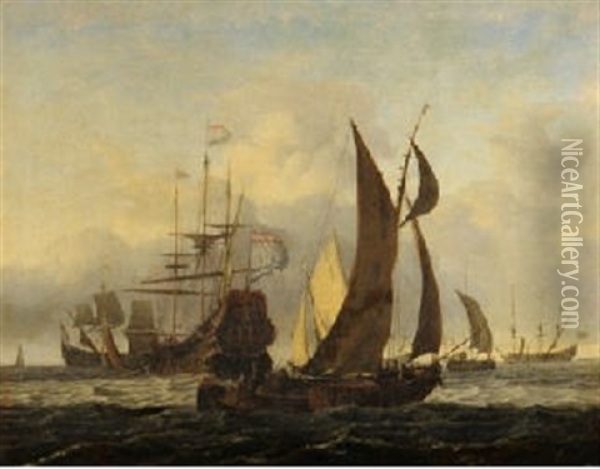 Navires En Pleine Mer Oil Painting - Ludolf Backhuysen the Elder