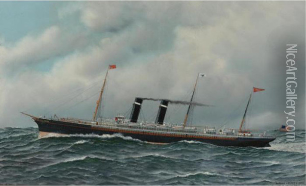 The Steamship 'new York' Oil Painting - Antonio Nicolo Gasparo Jacobsen