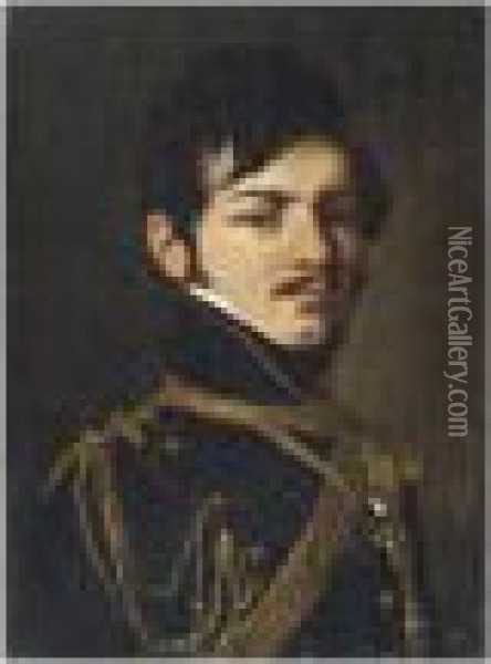 Portrait De Louis De Praille, Officier D'artillerie Oil Painting - Louis Leopold Boilly