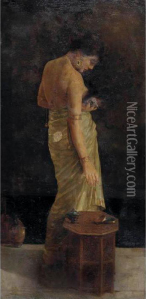 Shilpi Signed 'h. Mazumdar' Lower Right Oil On Canvas Oil Painting - Hemendranath Mazumdar