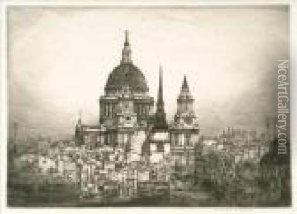 St Pauls Cathedral Oil Painting - Mortimer Luddington Mempes
