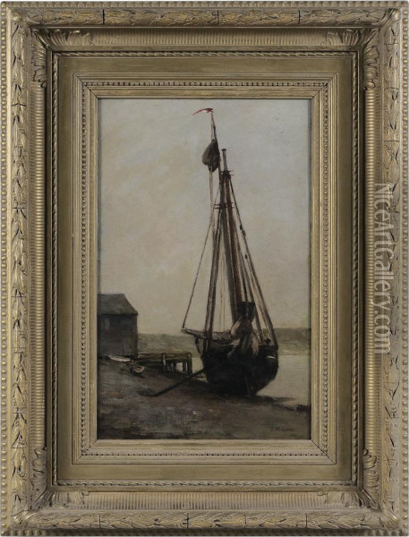 Boat In Harbor Oil Painting - Susan Minot Lane
