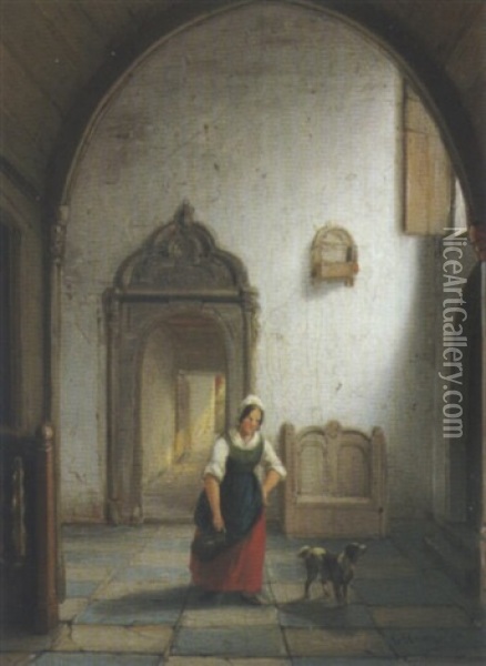 Kleines Interieur Oil Painting - Casparis van Haanen
