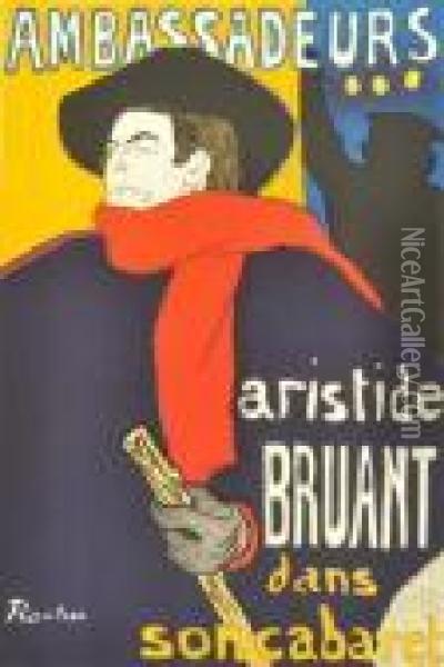 Ambassadeurs Aristide Bruant Dans Soncabaret Oil Painting - Henri De Toulouse-Lautrec