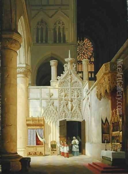 Gothic Church Oil Painting - Max Emanuel Ainmiller