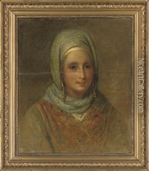 Portrait Of A Lady In Oriental Dress Oil Painting - Edward Villiers Rippingille