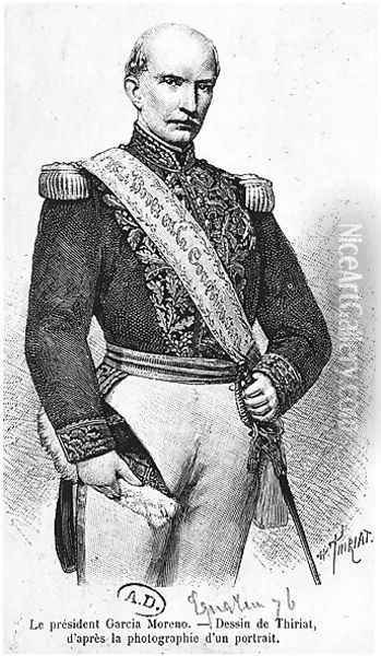 Gabriel Garcia Moreno 1821-75 president of Ecuador Oil Painting - Henri Thiriat