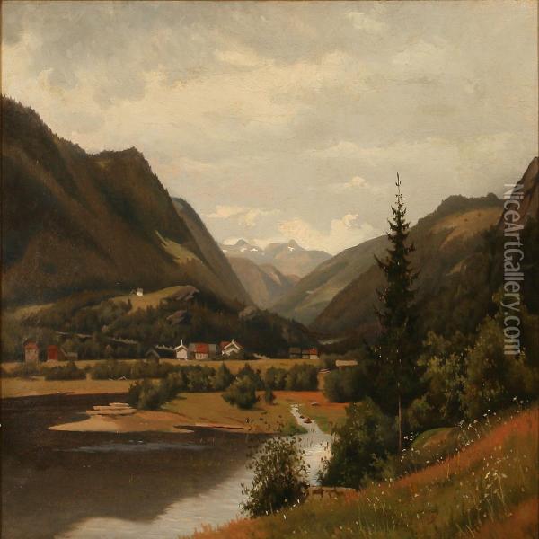Nordic Mountain Landscape Oil Painting - Vilhelm Sorenssen