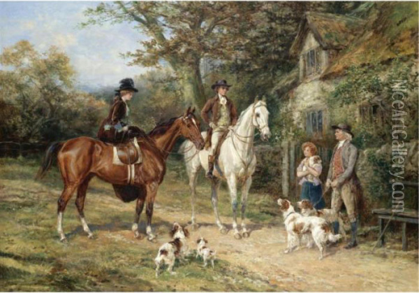 A Convivial Greeting Oil Painting - Heywood Hardy