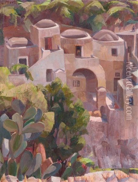 Nordafrikanische Oasenstadt, Um 1920/25 Oil Painting - Emma Mertz