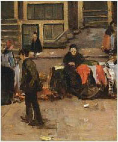 Streetscene Oil Painting - Marinus Van Raalte