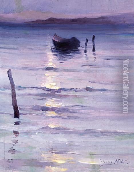 A Dinghy On The Ocean In The Evening Light Oil Painting - Nanny, Suzanne Adam-Laurens