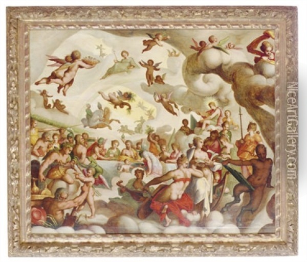 The Feast Of The Gods Oil Painting - Jacob Adriaensz de Backer