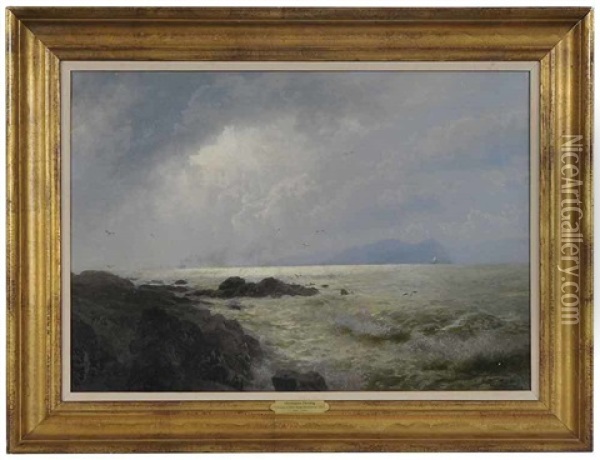 Maine Coast Oil Painting - Hermann Herzog