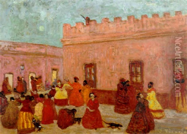 Baile En La Plaza De Mayo Oil Painting - Pedro Figari