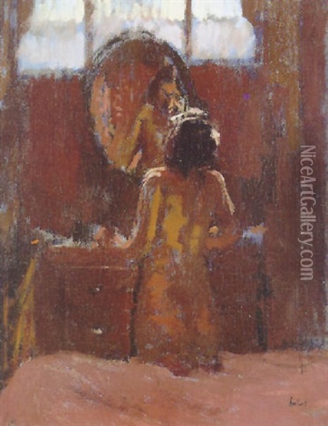 Nude Before A Mirror, Mornington Crescent Oil Painting - Walter Sickert