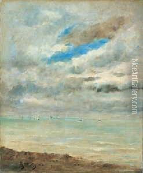 Am Strand. Blick Auf Die Ruhige See. Oil Painting - Aime Stevens