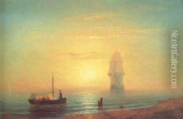 The sunset on sea Oil Painting - Ivan Konstantinovich Aivazovsky