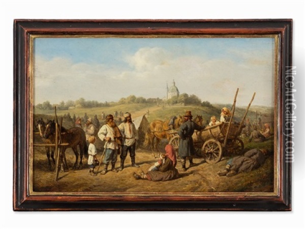 Market Scene In Smolensk Oil Painting - Wilhelm Amandus Beer