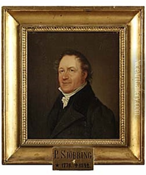 Portratt Av Professor Per Sjobring Oil Painting - Johan Gustav Sandberg