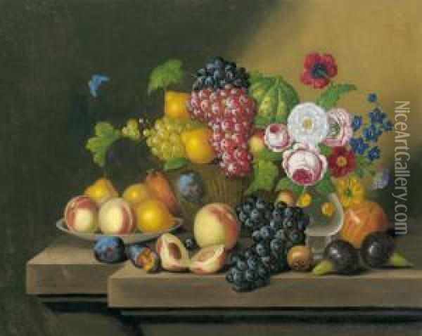 Groses Fruchtestilleben Oil Painting - Georg Seitz