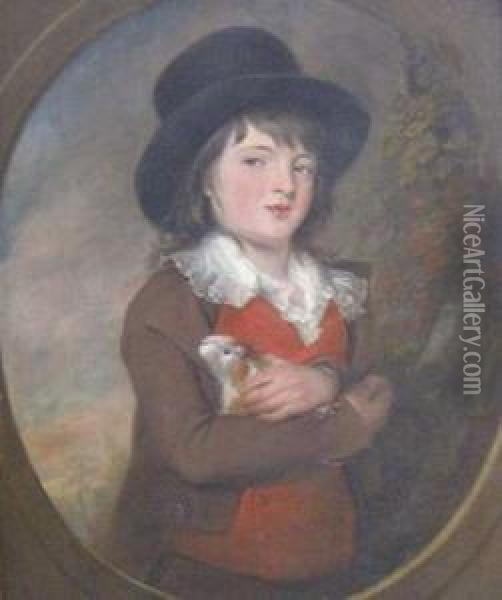 Boy With Guinea Pig Oil Painting - Henry Robert Morland