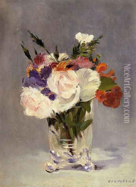 Flowers In A Crystal Vase I Oil Painting - Edouard Manet