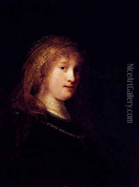 Saskia Wearing A Veil Oil Painting - Rembrandt Van Rijn