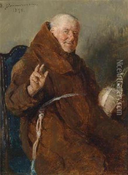 A Cheerful Monk Oil Painting - Ernst Karl Georg Zimmermann