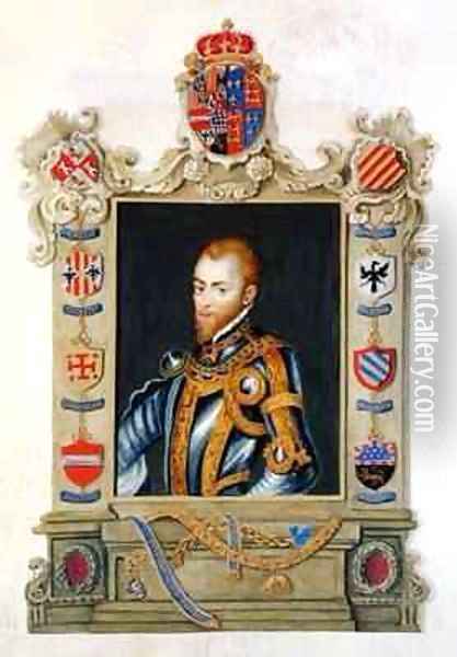 Portrait of Philip II King of Spain 1527-98 from Memoirs of the Court of Queen Elizabeth Oil Painting - Sarah Countess of Essex