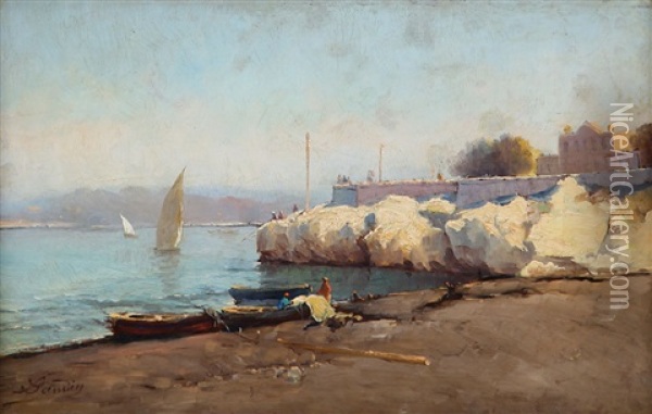 Veduta Sul Lago Oil Painting - Jean-Baptiste Baudin