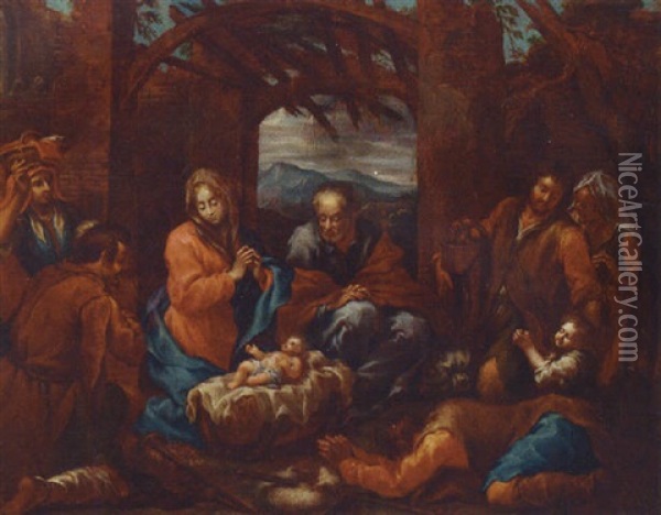 The Adoration Of The Shepherds Oil Painting - Francesco Perezzoli