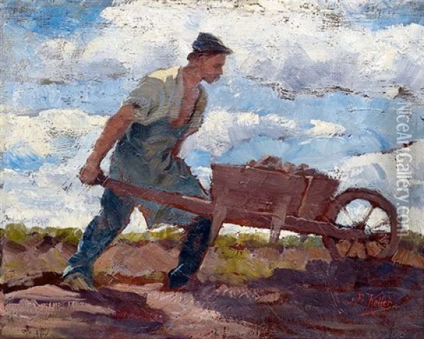 Steinbrucharbeiter Mit Schubkarre Oil Painting - Friedrich von Keller