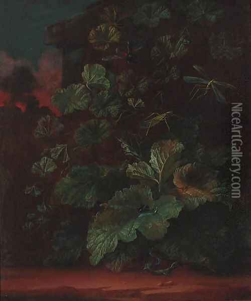 A thistle with butterflies Oil Painting - Abraham Jansz Begeyn