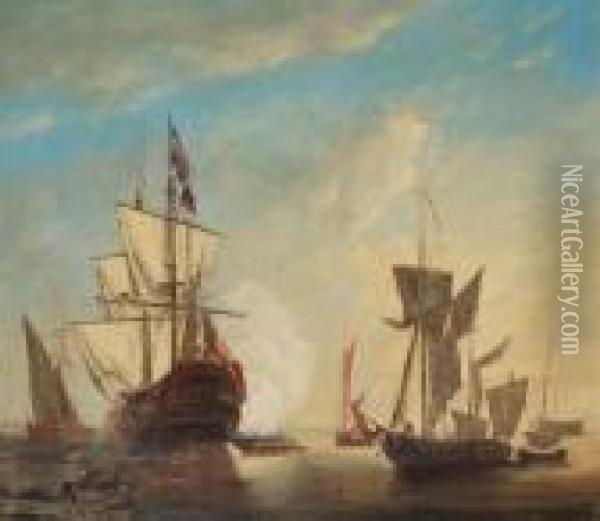 Vessels At Anchor Oil Painting - Paul-Jean Clays