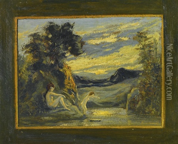 Two Women Bathing Oil Painting - Louis Michel Eilshemius