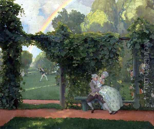 The Ridiculed Kiss, 1908 Oil Painting - Konstantin Andreevic Somov