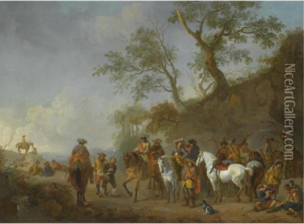 The Capture Of A Peasant Oil Painting - Pieter Wouwermans or Wouwerman